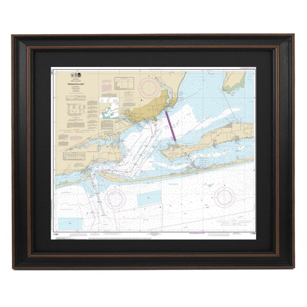 Longshore Tides Pensacola Bay Nautical Chart Framed Print Wayfair